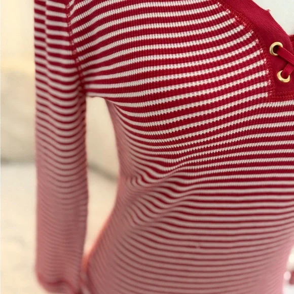 Ralph Lauren Red and White Striped Knit Top - Picture 4 of 8